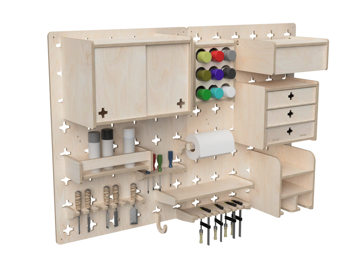 Pegboard Router Pegboard Wall DXF Files for CNC Router | Workshop Storage Plans – Aribabox
