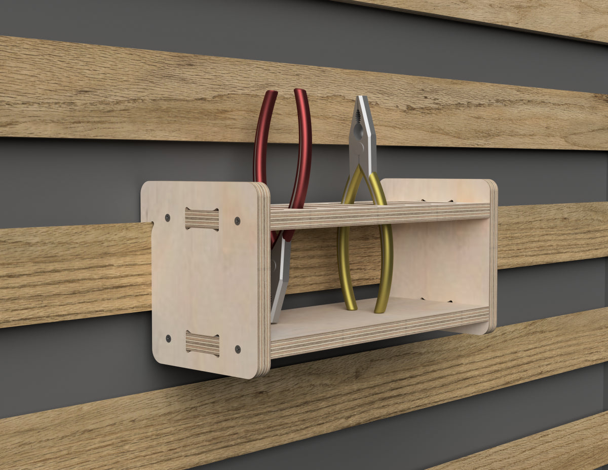 Plier Stand - French Cleat Attachment - DXF file rendered from angled view for CNC cutting