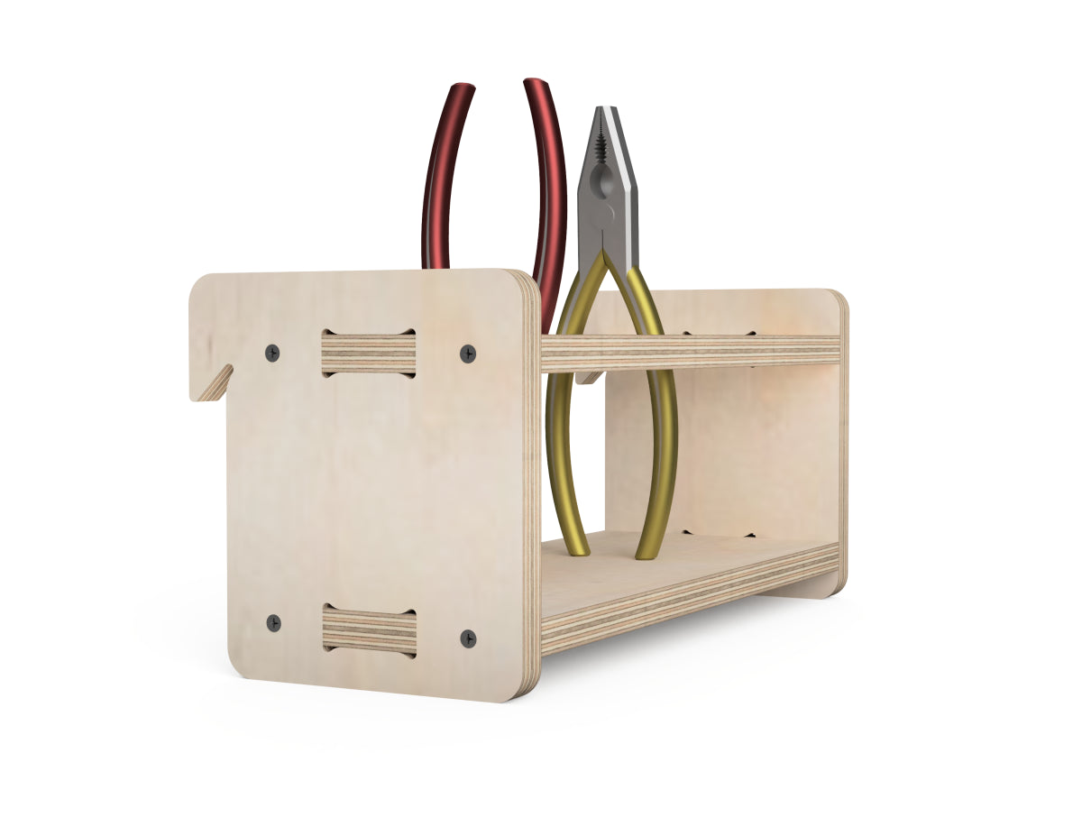 Detailed DXF drawing of plier stand - french cleat attachment - for CNC router