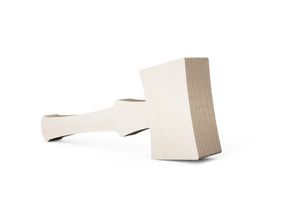 CNC-cut Plywood Mallet 2.0 assembled and viewed from the front