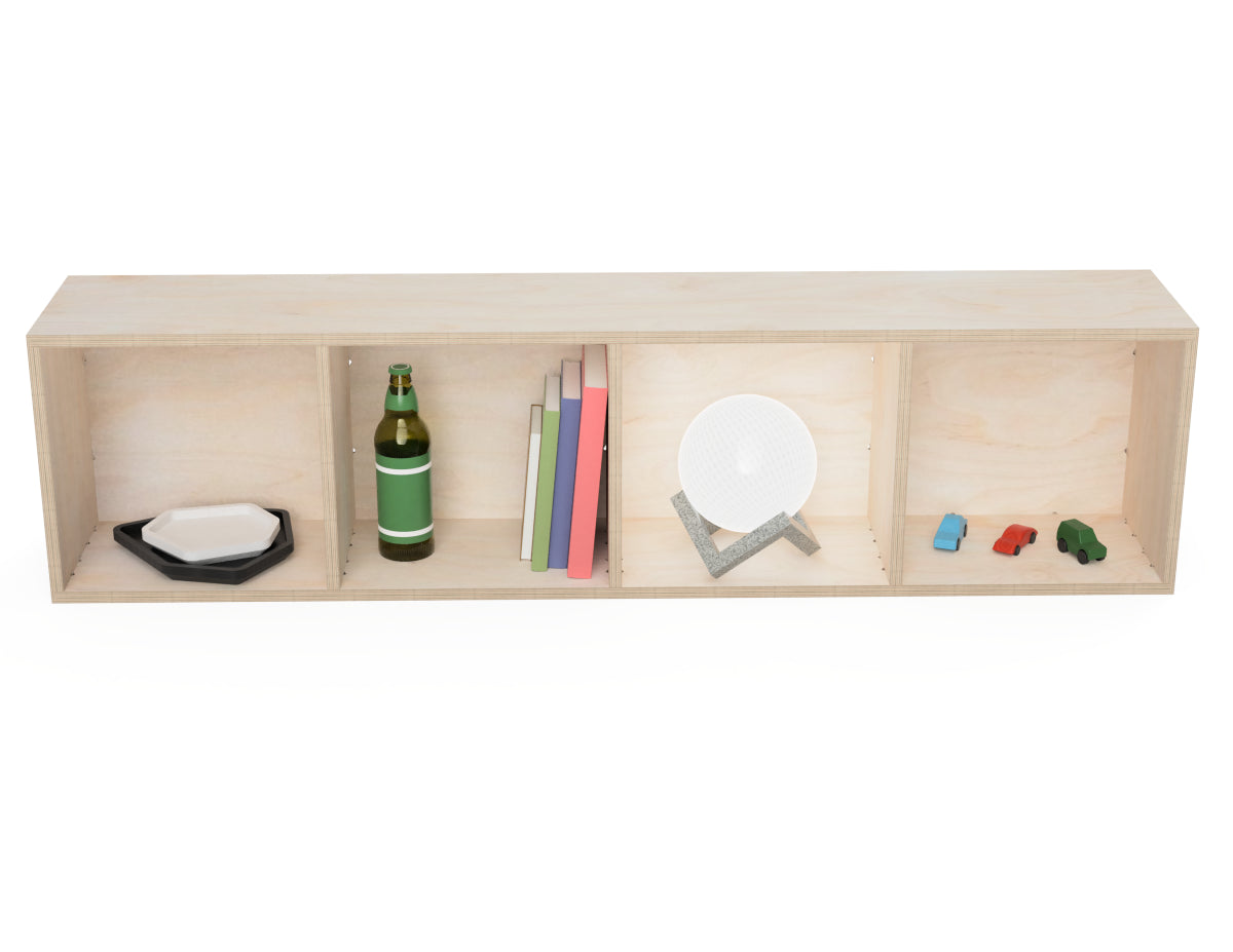 Quadruple Cube - Wall Shelf DXF file rendered from angled view for CNC cutting