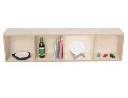 Quadruple Cube - Wall Shelf DXF file rendered from angled view for CNC cutting