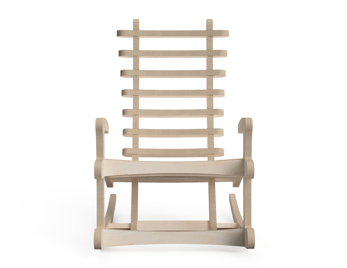 Detailed DXF drawing of rocking chair - japan for CNC router