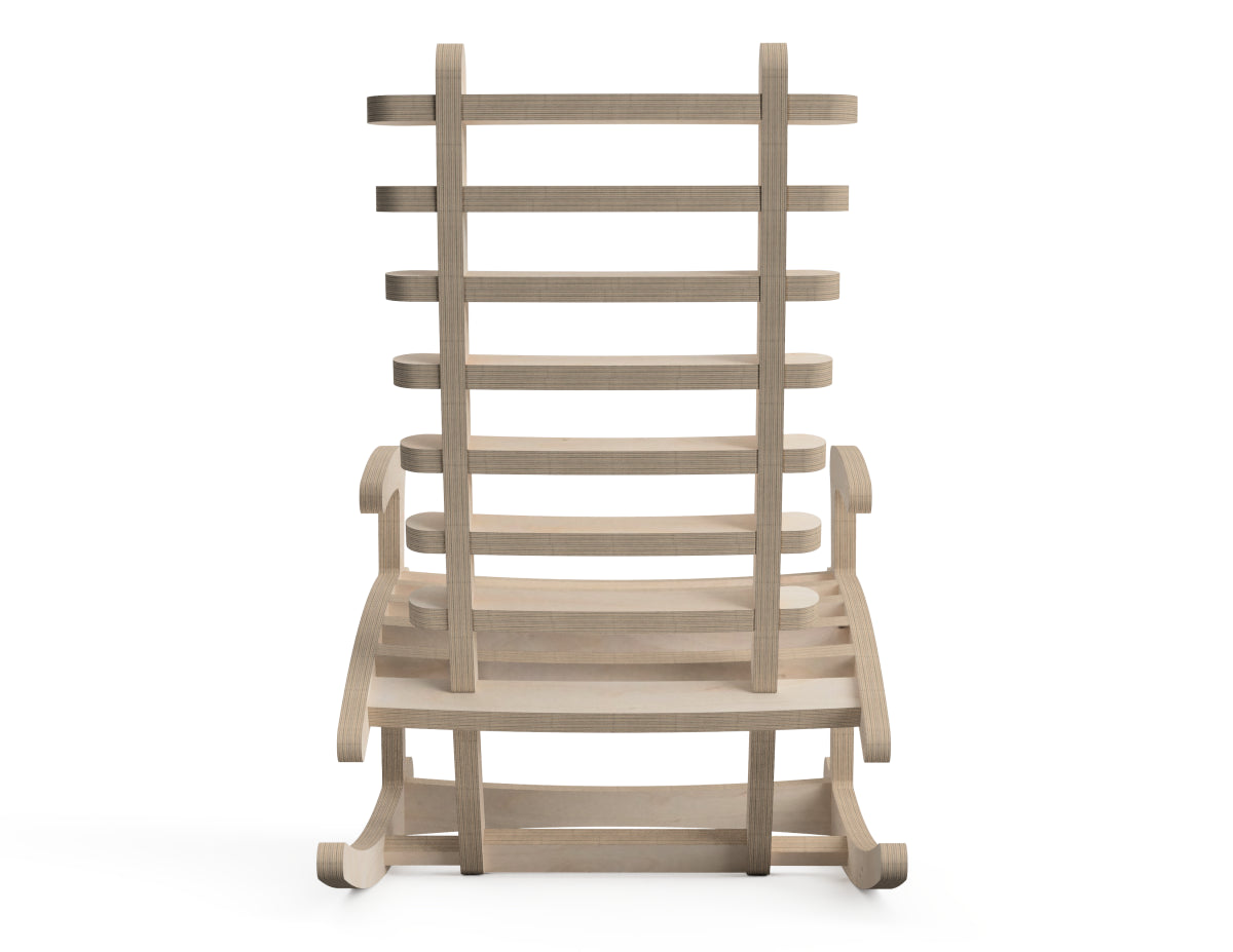Rocking Chair - Japan CNC-ready design showing joints and assembly features