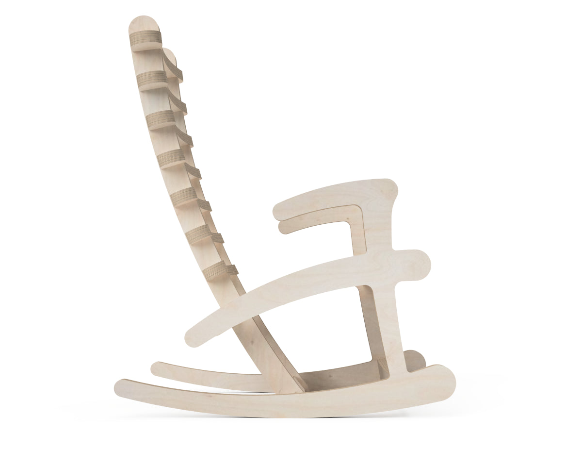 Rocking Chair - Japan DXF file rendered from angled view for CNC cutting