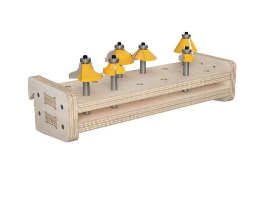 Router Bit Stand - French Cleat Attachment - CNC DXF file design overview