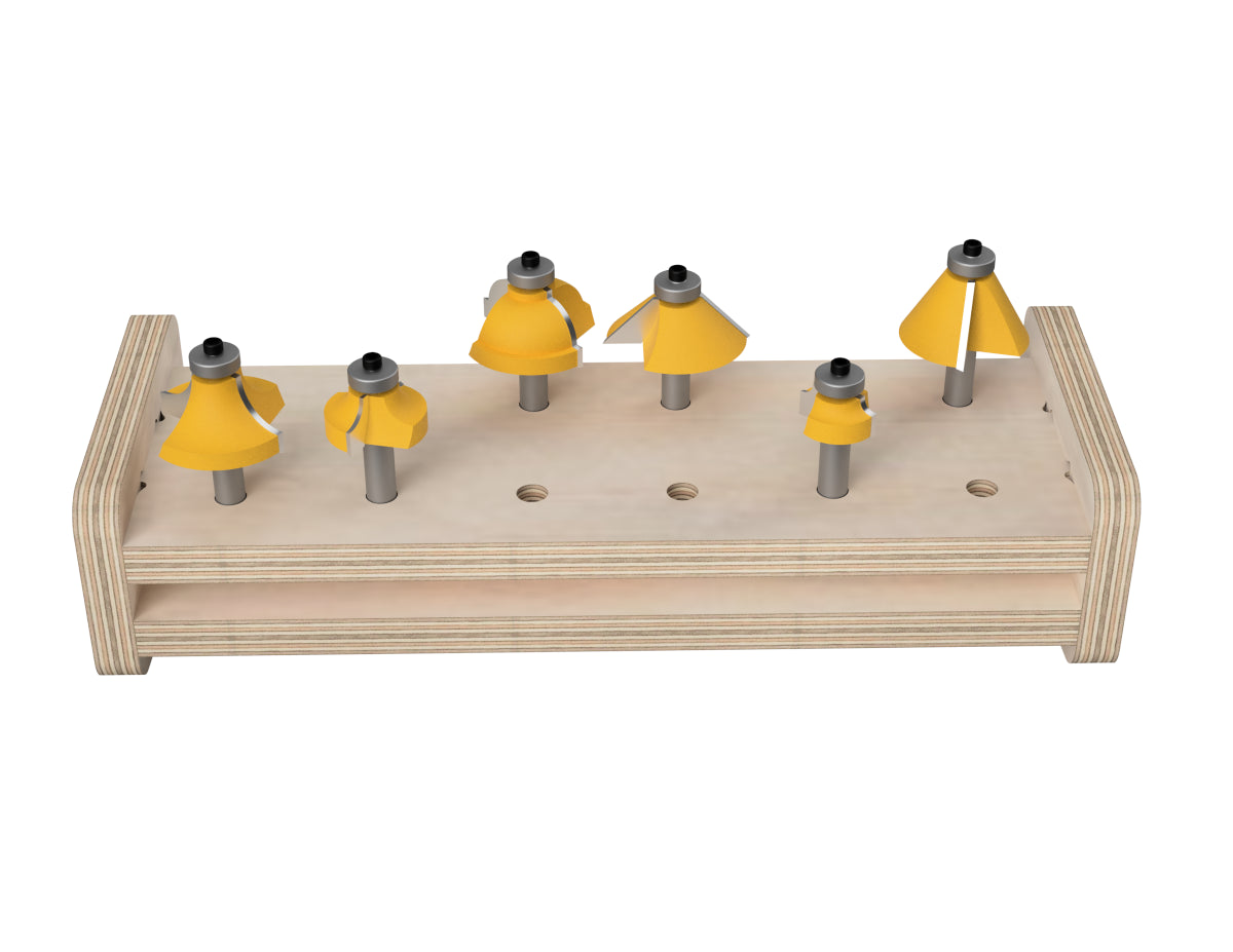 Router Bit Stand - French Cleat Attachment - CNC-ready design showing joints and assembly features