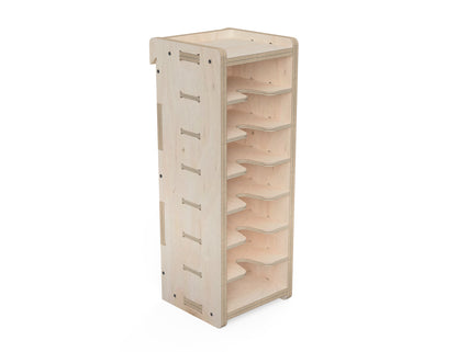 Rendered view of sandpaper shelf - french cleat attachment - layout from DXF file