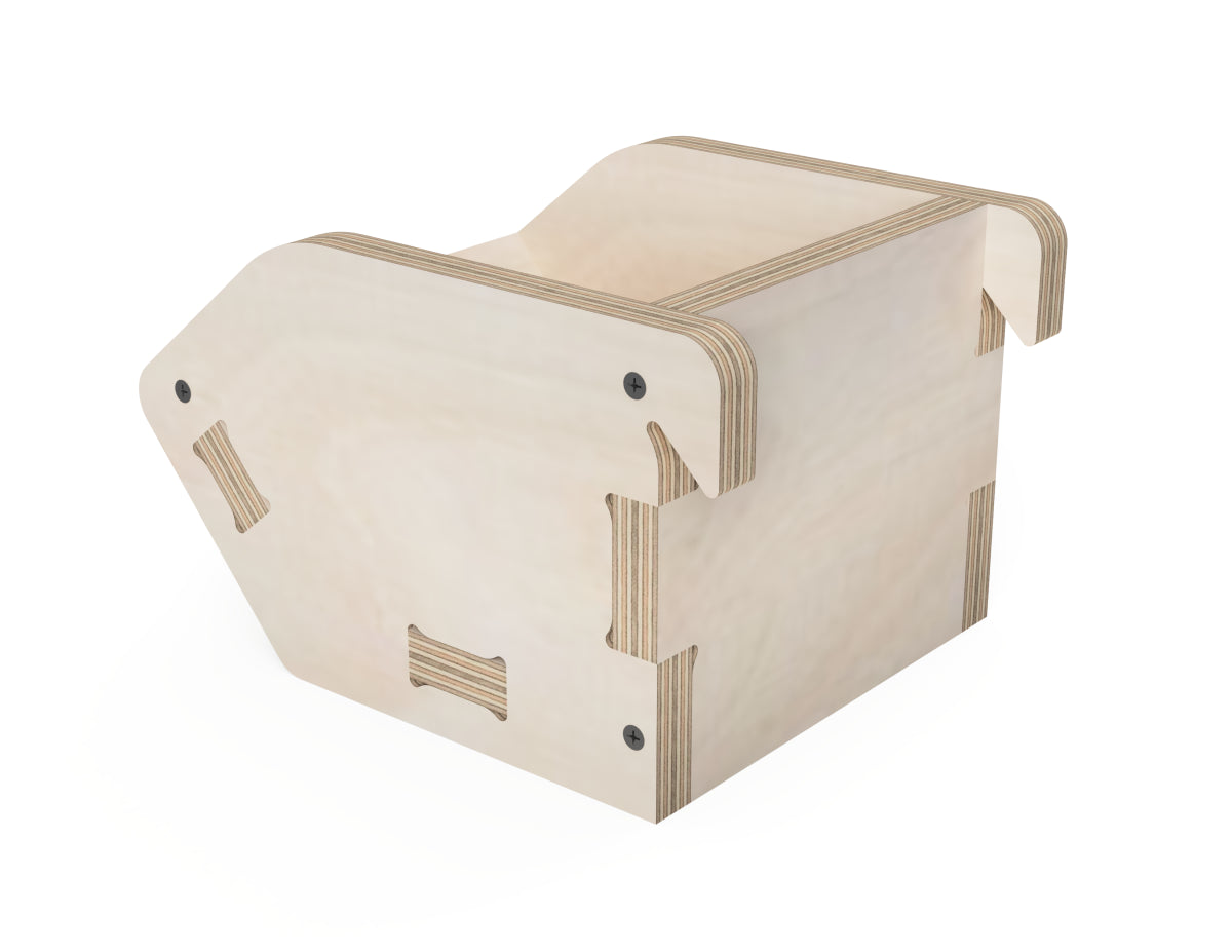 Rendered view of screw box - french cleat attachment - layout from DXF file