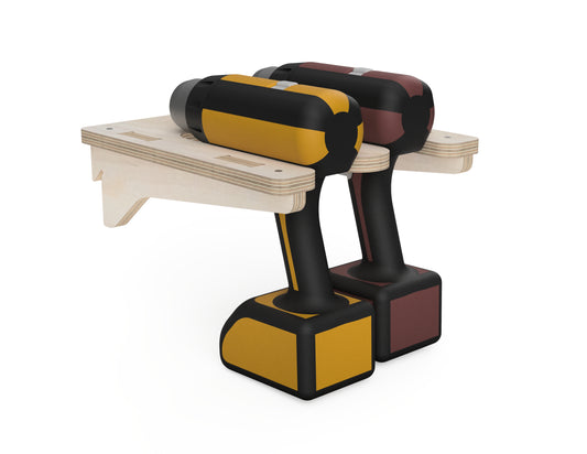Simple Drill Station (Double) - French Cleat Attachment - CNC DXF file design overview