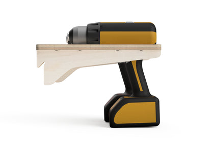 Detailed DXF drawing of simple drill station (double) - french cleat attachment - for CNC router