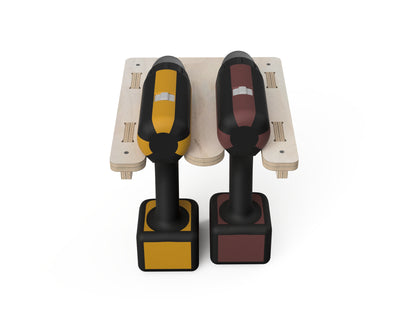 Rendered view of simple drill station (double) - french cleat attachment - layout from DXF file