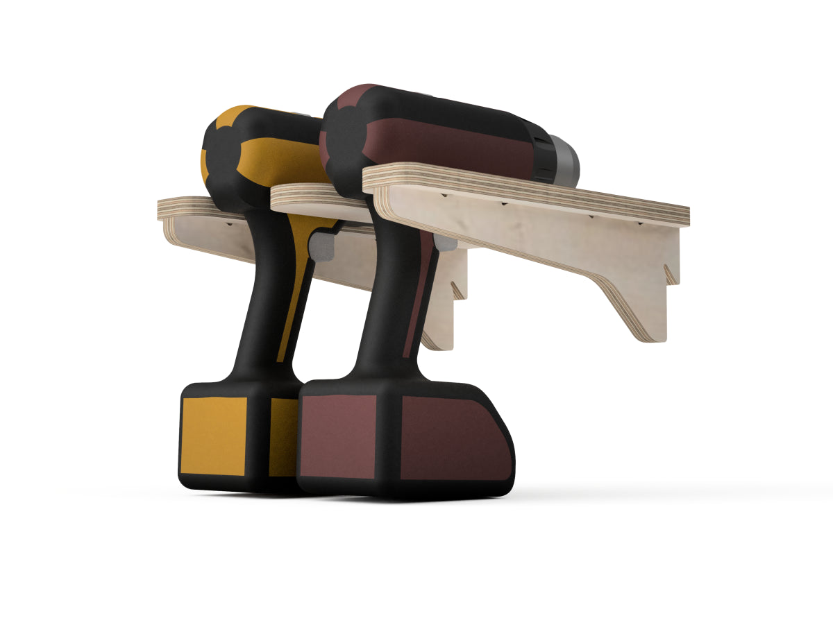 Simple Drill Station (Double) - French Cleat Attachment - CNC-ready design showing joints and assembly features