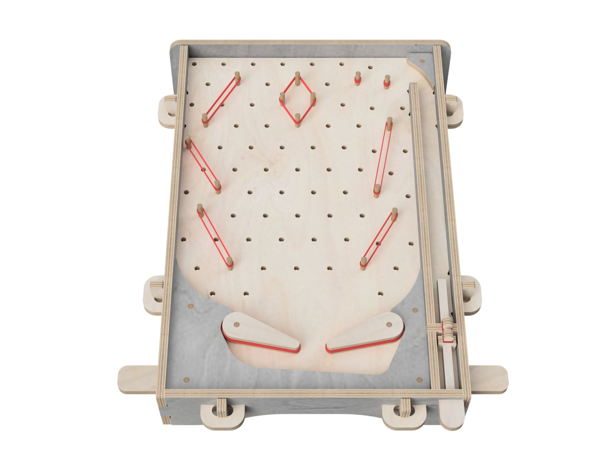Simple Pinball Table DXF file rendered from angled view for CNC cutting