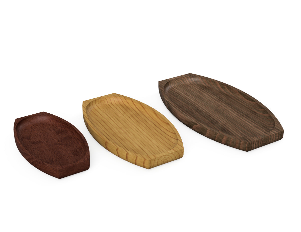Simple Snack Trays Free DXF file rendered from angled view for CNC cutting
