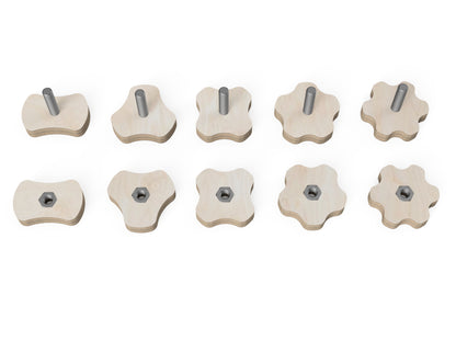 Simple Star Knobs - CNC-ready design showing joints and assembly features