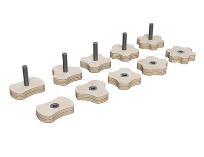 Simple Star Knobs - Free DXF file rendered from angled view for CNC cutting