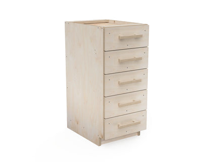 Detailed digital model of a 5-drawer storage cabinet for workshop, downloadable DXF CNC cutting files