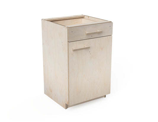 Rendered image of a CNC workshop cabinet with one drawer design in DXF format for easy woodworking projects