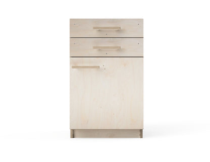 Detailed render of CNC-ready workshop cabinet with two drawers for plywood CNC router