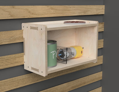 Single Cube Shelf - French Cleat Attachment - DXF file rendered from angled view for CNC cutting