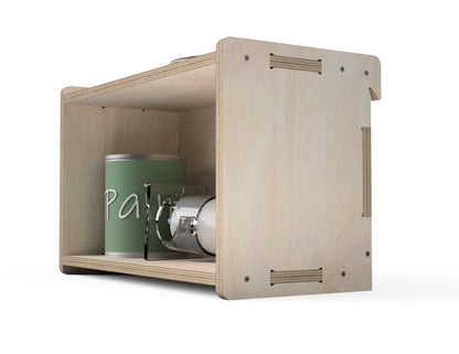 Detailed DXF drawing of single cube shelf - french cleat attachment - for CNC router