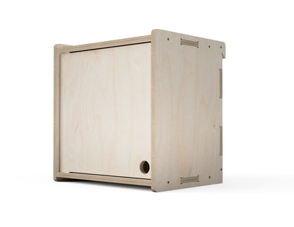 Rendered view of single door cabinet - french cleat attachment - layout from DXF file