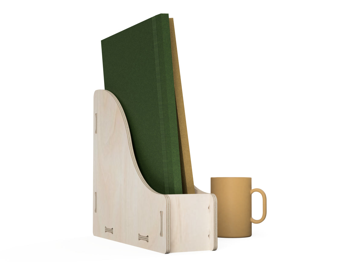 Single File Organizer "Waves" Free DXF file rendered from angled view for CNC cutting