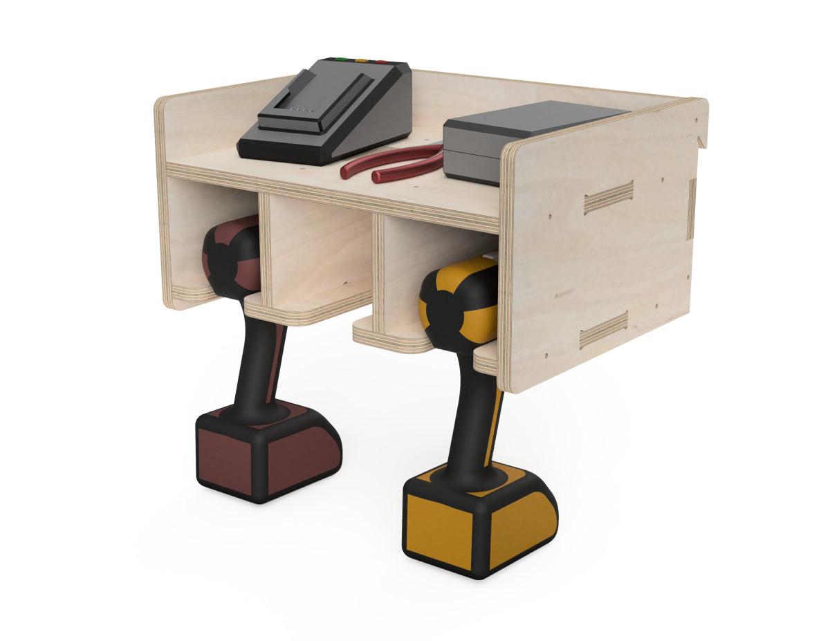 Single Shelf Drill Stands - French Cleat Attachment - CNC DXF file design overview