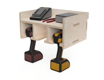 Single Shelf Drill Stands - French Cleat Attachment - CNC DXF file design overview