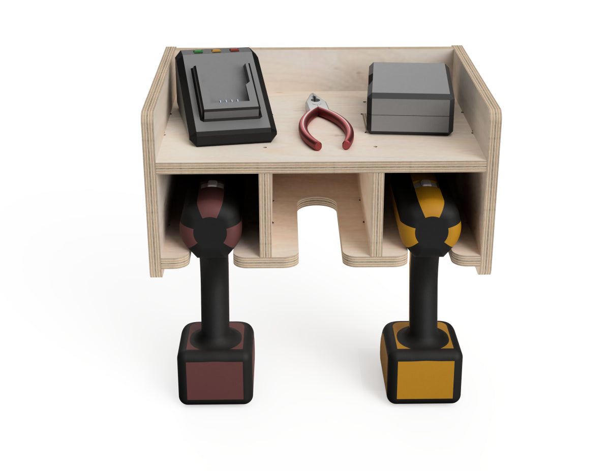 Single Shelf Drill Stands - French Cleat Attachment - CNC-ready design showing joints and assembly features