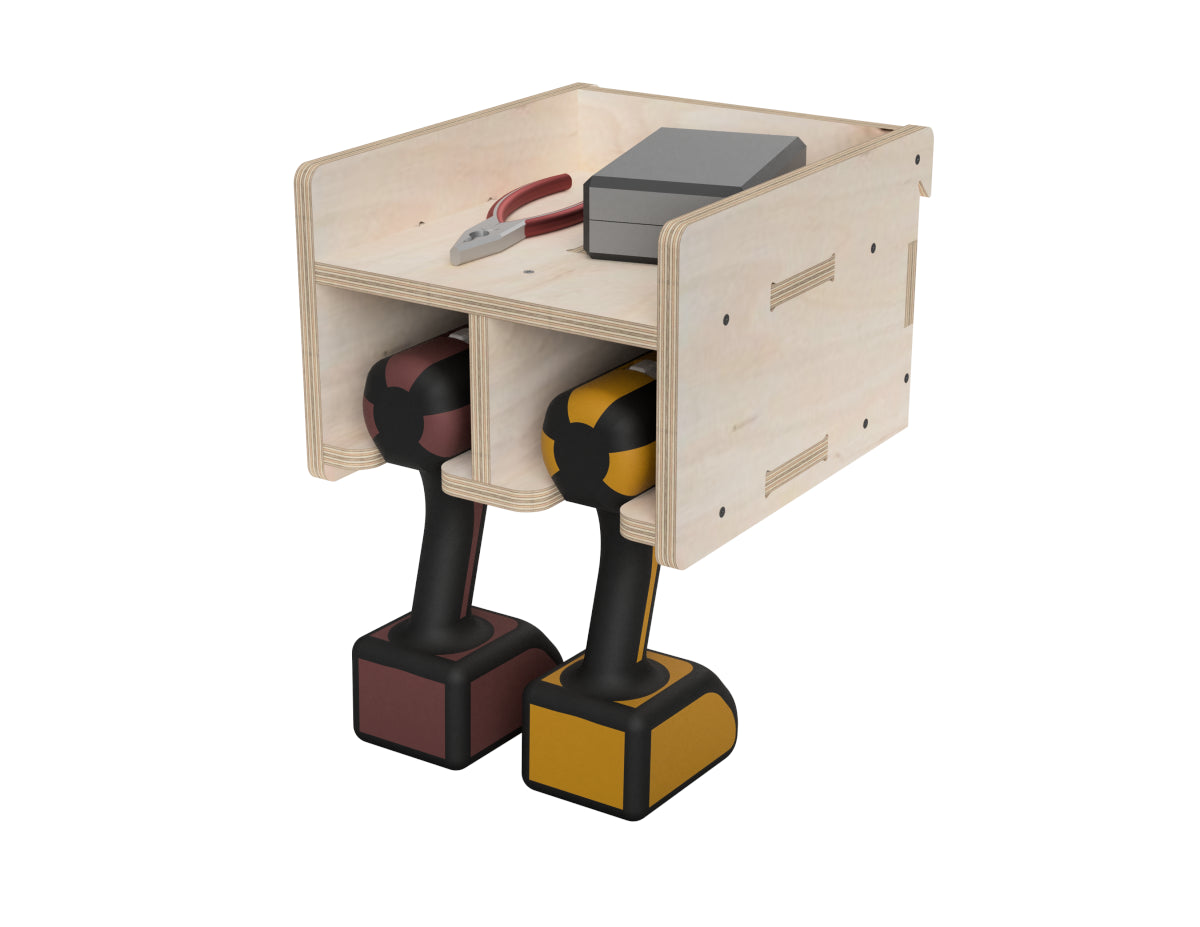Single Shelf Drill Stands - French Cleat Attachment - CNC DXF file design overview