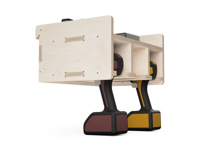 Single Shelf Drill Stands - French Cleat Attachment - DXF file rendered from angled view for CNC cutting