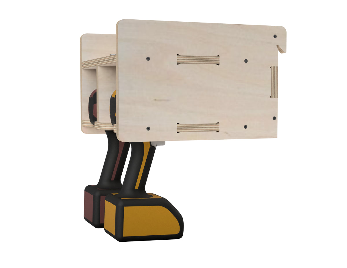 Single Shelf Drill Stands - French Cleat Attachment - CNC-ready design showing joints and assembly features