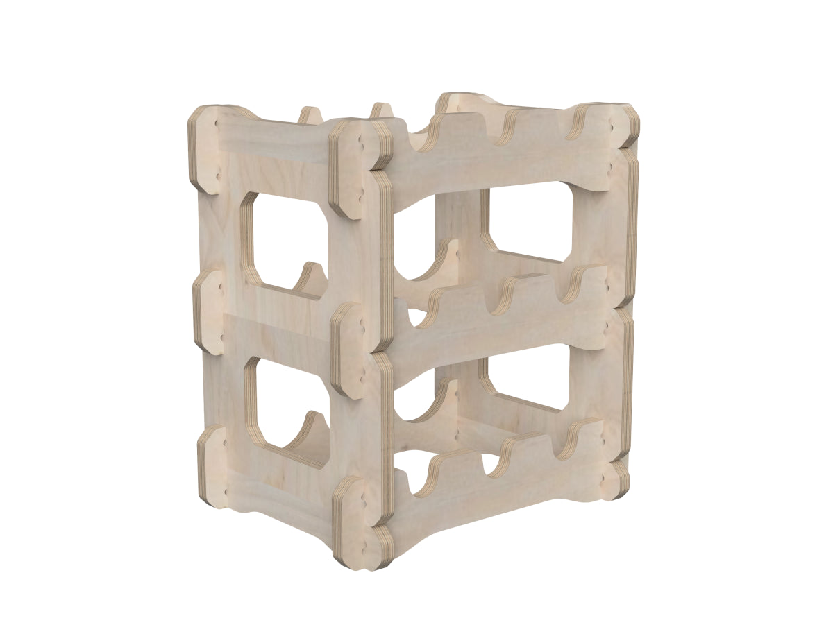 Rendered view of stackable wine rack dxf file layout from DXF file