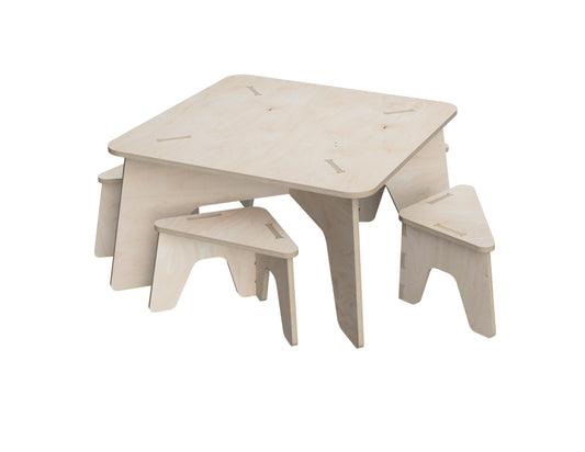 Square Kids Desk DXF file CNC DXF file design overview
