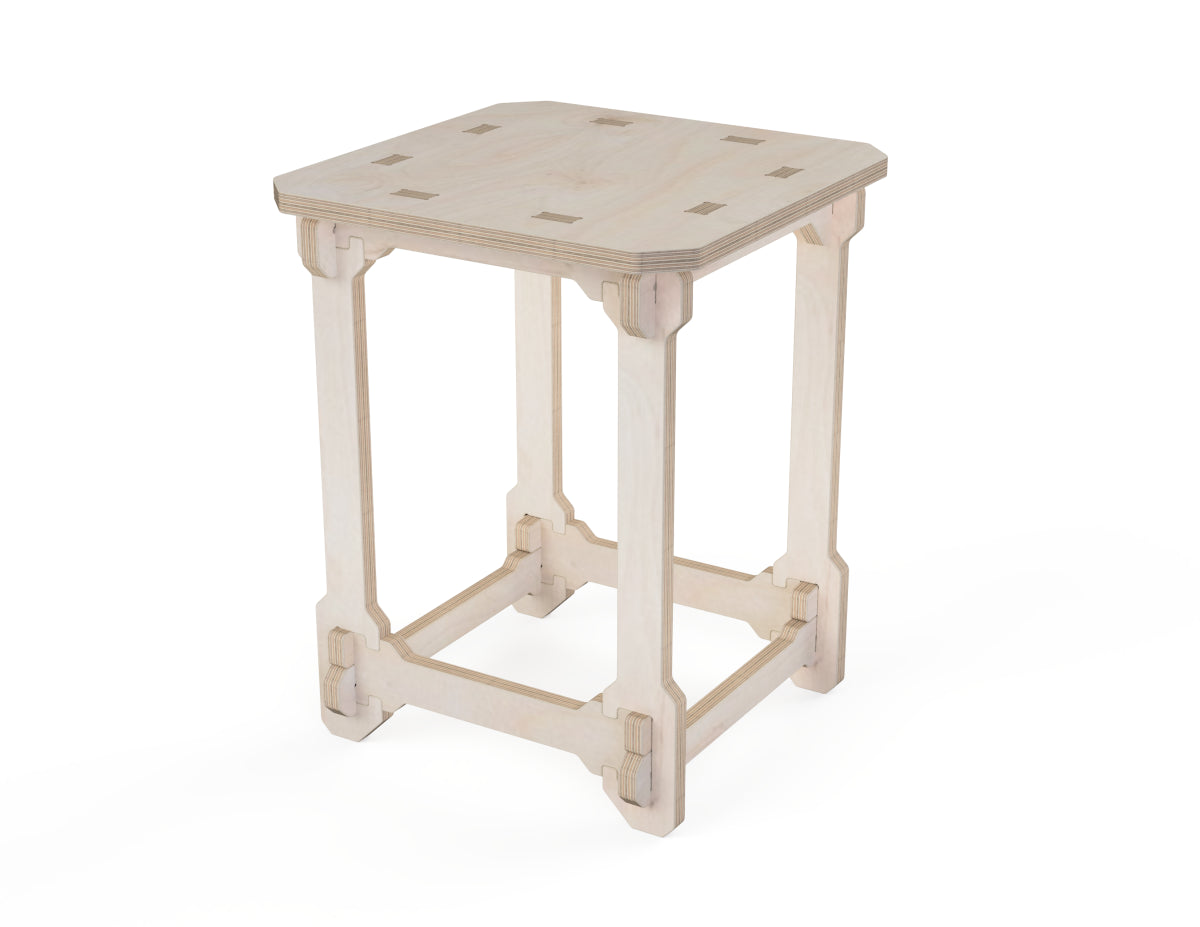 Stool DXF file CNC-ready design showing joints and assembly features