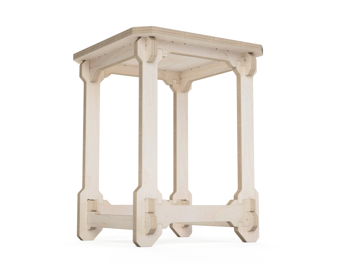 Stool DXF file DXF file rendered from angled view for CNC cutting
