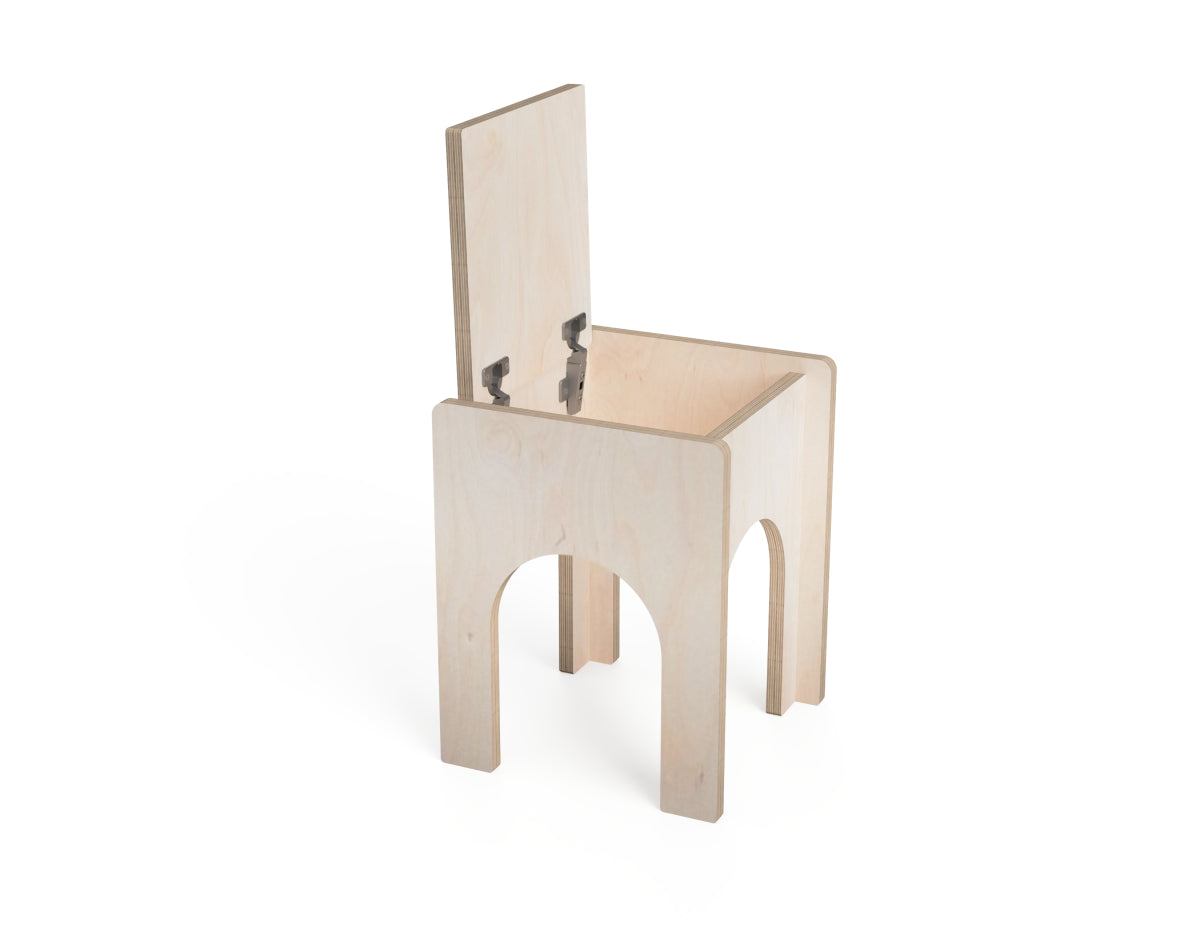 Minimalist wooden stool with built-in storage compartment