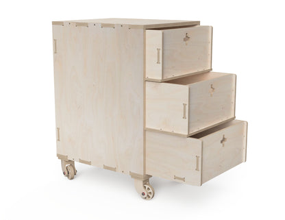 Detailed DXF drawing of three drawer cabinet for workshop for CNC router