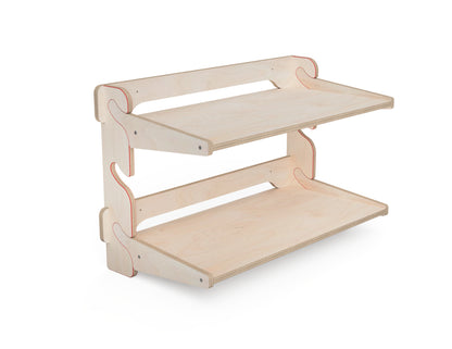 Plywood workshop storage shelf with adjustable shelves