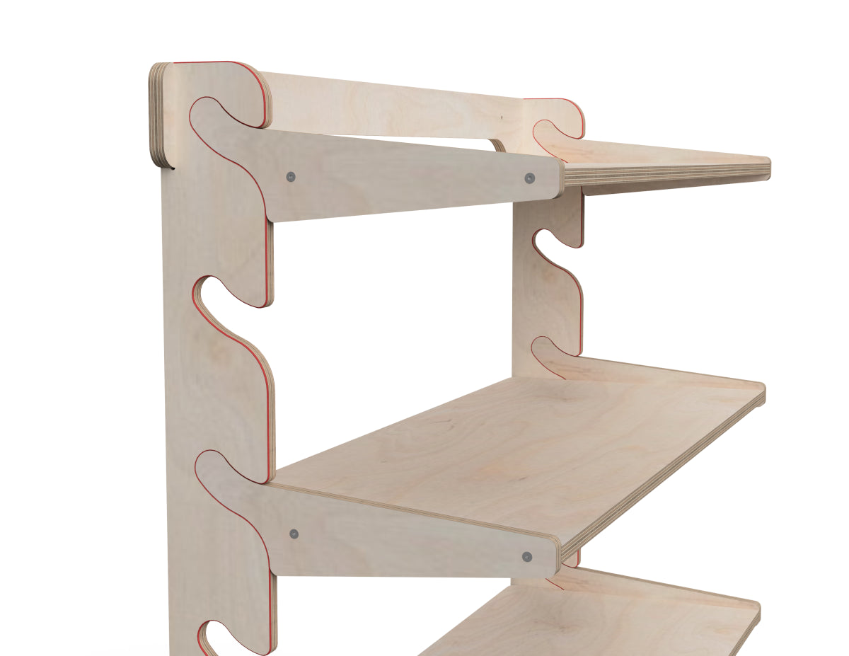 Modern plywood wall shelf made from CNC cut parts