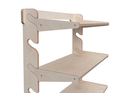 Modern plywood wall shelf made from CNC cut parts
