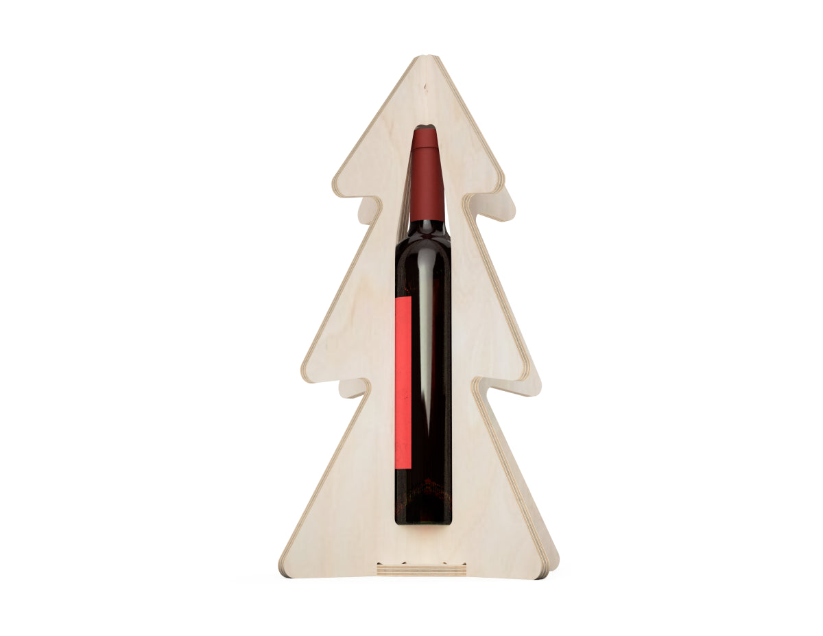 Wine Bottle Holder - Christmas Tree CNC-ready design showing joints and assembly features