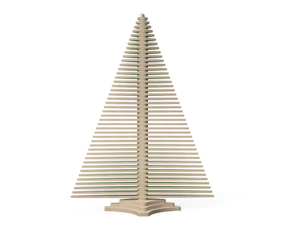 Wooden Christmas Tree DXF file rendered from angled view for CNC cutting