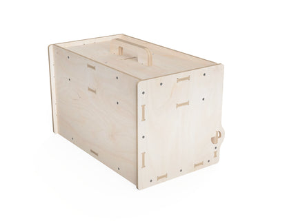 Back view of plywood toolbox assembly – CNC router project render