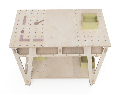 Workbench DXF file DXF file rendered from angled view for CNC cutting