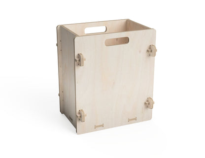 DIY CNC workshop trash can made from plywood using free DXF files – easy no-screw assembly design