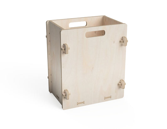 DIY CNC workshop trash can made from plywood using free DXF files – easy no-screw assembly design