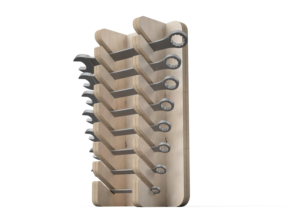 Wrench Holder - French Cleat Attachment - CNC-ready design showing joints and assembly features